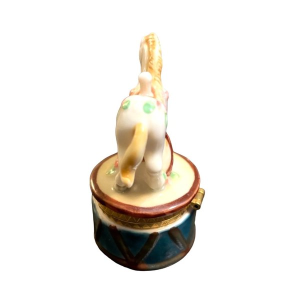 Genmore Porcelain Carousel Horse Pony Hinged Trinket Pill Box Carnival Toy Drum - Picture 4 of 6